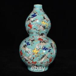 Delicate Chinese Hand Painting Famille Rose Porcelain Flowers Calabash Vase