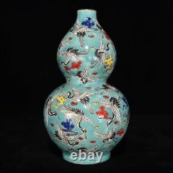 Delicate Chinese Hand Painting Famille Rose Porcelain Flowers Calabash Vase