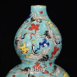 Delicate Chinese Hand Painting Famille Rose Porcelain Flowers Calabash Vase