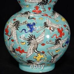 Delicate Chinese Hand Painting Famille Rose Porcelain Flowers Calabash Vase