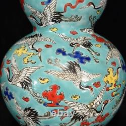 Delicate Chinese Hand Painting Famille Rose Porcelain Flowers Calabash Vase