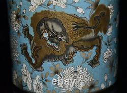 Delicate Chinese Hand Painting Famille Rose Porcelain Lion Brush Pot