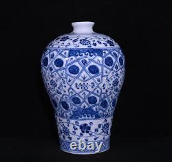 Engaging Chinese Hand Painting Blue&white Porcelain Flowers Plants Mei Vase