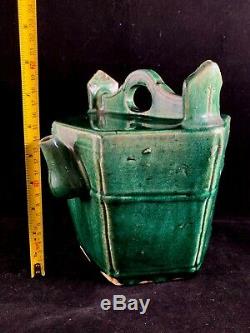 Estate Old House Chinese Antique Green Glazed Porcelain Pottery Teapot