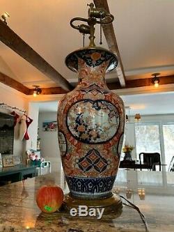 Exceptional 19th Century Chinese or Japanese Imari Porcelain Lamp Vase