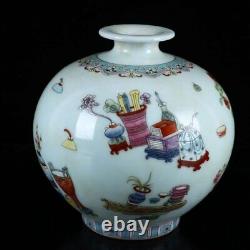 Exquisite Old Chinese porcelain color Hand Painted Bogu pattern Vase 8026