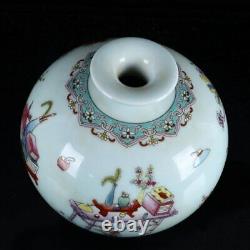 Exquisite Old Chinese porcelain color Hand Painted Bogu pattern Vase 8026