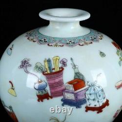 Exquisite Old Chinese porcelain color Hand Painted Bogu pattern Vase 8026