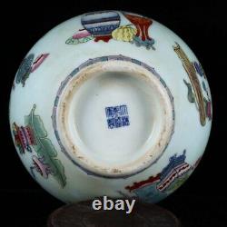 Exquisite Old Chinese porcelain color Hand Painted Bogu pattern Vase 8026