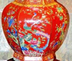 Exquisite Pair Of 27 Tall Lamps Chinese Porcelain Vases Very Fine Detail