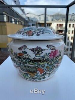 Extremely Rare Chinese Plate Tureen Qianjiang Cai Porcelain Precious Antique