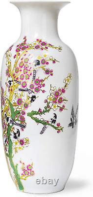 Famille Rose Flower Vase, Handmade Chinese Porcelain, Birds on Peach Blossom, Ro