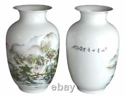 Festcool One Pair of Porcelain Ceramic Vases, Chinese Painting Landscape, 9