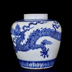 Fine Chinese Hand Painting Blue&white Porcelain Dragon Pot