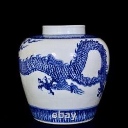 Fine Chinese Hand Painting Blue&white Porcelain Dragon Pot