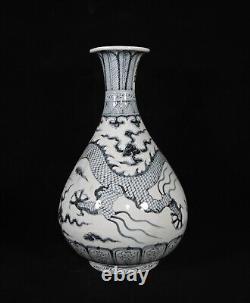 Fine Chinese Hand Painting Blue&white Porcelain Dragon YuHuChun Vase