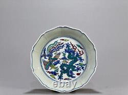 Fine Chinese Hand Painting Dou Polychrome Porcelain Dragon Phoenix Wash