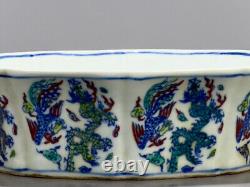 Fine Chinese Hand Painting Dou Polychrome Porcelain Dragon Phoenix Wash