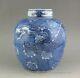 Fine Chinese Old Blue And White Dragon Porcelain Lid Jar Tank Pot Vase