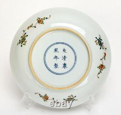Fine Chinese Qing Kangxi Style Famille Verte Wucai Flower Garden Porcelain Plate
