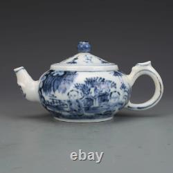 Fine Collectable Art Handmade Blue White Porcelain Figure Teapot