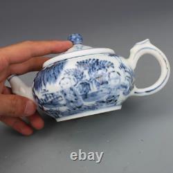 Fine Collectable Art Handmade Blue White Porcelain Figure Teapot