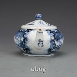 Fine Collectable Art Handmade Blue White Porcelain Figure Teapot