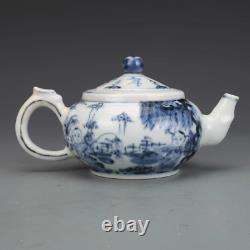 Fine Collectable Art Handmade Blue White Porcelain Figure Teapot