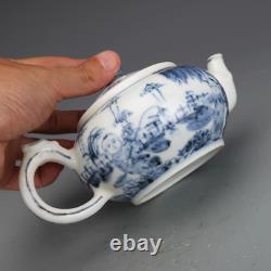 Fine Collectable Art Handmade Blue White Porcelain Figure Teapot