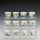 Fine Complete Collection Set Of 12 Qing Chinese Doucai Floral Porcelain Wine Cup
