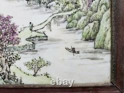 Fine Old Chinese Porcelain Famille Rose Plaque Landscape