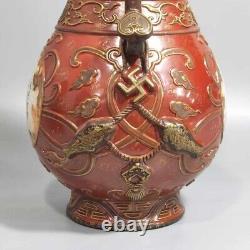 Fine Rare Qing Dynasty Chinese Porcelain Famille Rose Bronze Glaze Poetry Vase