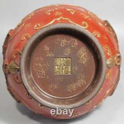 Fine Rare Qing Dynasty Chinese Porcelain Famille Rose Bronze Glaze Poetry Vase