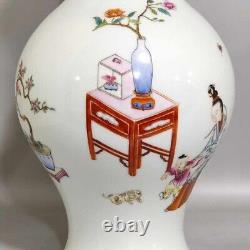 Fine Rare Qing Dynasty Chinese Porcelain Famille Rose Sanniang Teach Son Vase