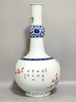 Fine Rare Qing Dynasty Chinese Porcelain Famille Rose Song Zhu Mei Flower Vase