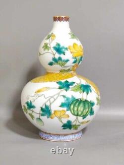 Fine Rare Qing Dynasty Chinese Porcelain Famille Rose Watermelon Gourd Vase