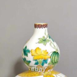 Fine Rare Qing Dynasty Chinese Porcelain Famille Rose Watermelon Gourd Vase