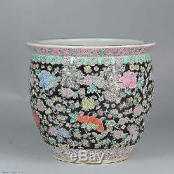 Great 20th C Chinese Porcelain Fishbowl / Planter for Flower Jardiniere Porce