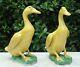 Htf Antique Family Owned Pair Authentic Chinese Figural Mandarin Ducks Porcelain