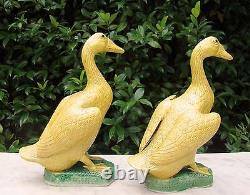 HTF Antique Family Owned PAIR Authentic CHINESE Figural Mandarin Ducks Porcelain