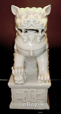 HUGE 2Unique Foo Dog Old Chinese Ceramic Porcelain Hollywood Regency from Estate