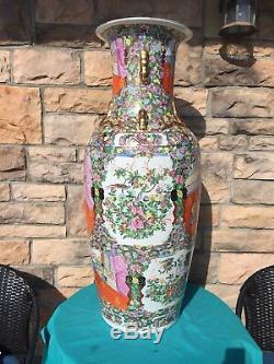 HUGE 42 Famille Rose Medallion Vase Palace Vase Floor Vase Chinese Porcelain