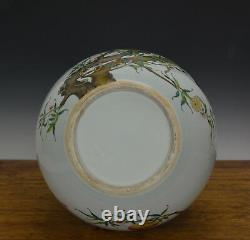 Huge Chinese Famille Rose Longevity Peach Globular Porcelain Vase