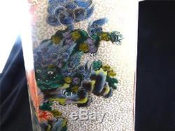 Impressive Chinese Japanese Famille Verte Enamel Porcelain Vase Foo Dog Lions