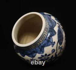 Jiajing Signed Antique Chinese Blue & White Porcelain Pot with fish