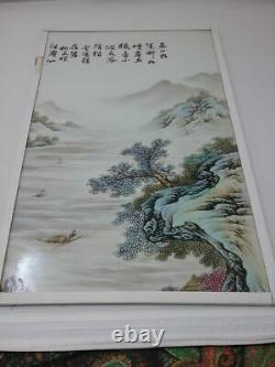 Large Antique Chinese Famille Rose Porcelain Plaque