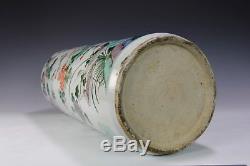 Large Antique Chinese Famille Verte Porcelain Umbrella Stand W Great Colors