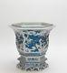 Large Chinese Blue And White Dragon 6 Side Porcelain Flower Planter Pot