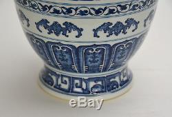 Large Chinese Blue and White Dragon with Bat Porcelain Vase