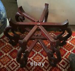 Large Chinese Carved Wood Stand for Porcelain Fish Bowl Planter or Palace Vase